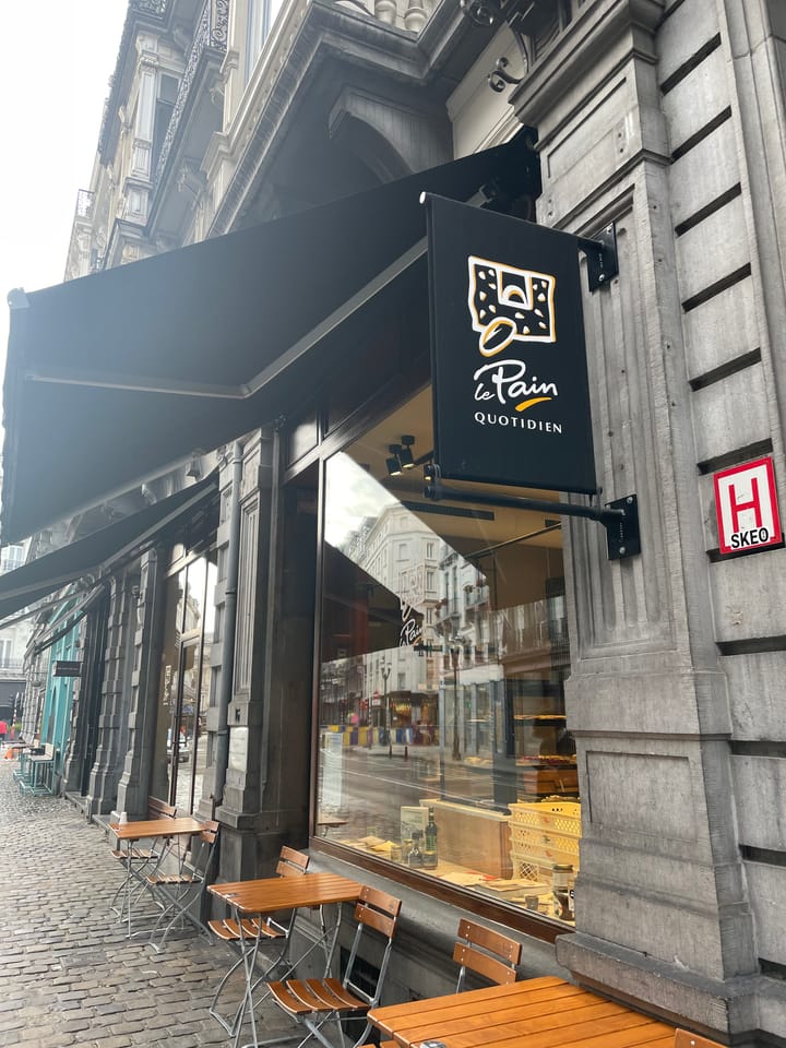 Shop front of a bakery on a cobble stoned street